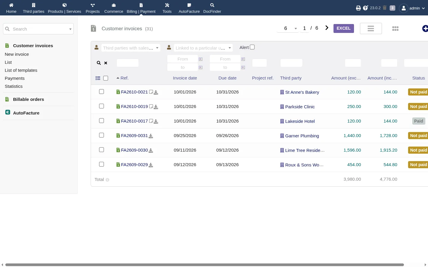 XLExport, Excel-Export der Listen